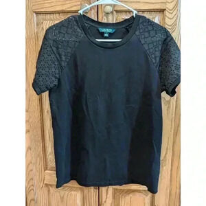 Lace sleeve black blouse by Lauren Ralph Lauren size M